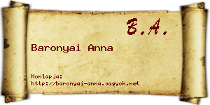 Baronyai Anna névjegykártya