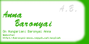 anna baronyai business card